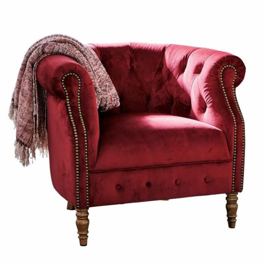 dizajnove klubove kreslo tlacene cervena zamat chesterfield potahovy kreslo elegantna burzoazna vila zamok obyvacka nabytok vybavenie.jpg
